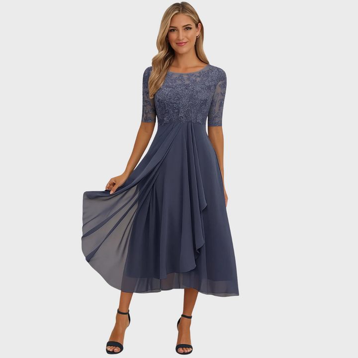 Clementine – Abito Elegante in Pizzo e Chiffon