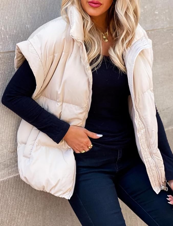 Charlotte™ - Giacca Puffer Calda e Morbida a Maniche Corte Monocromatica