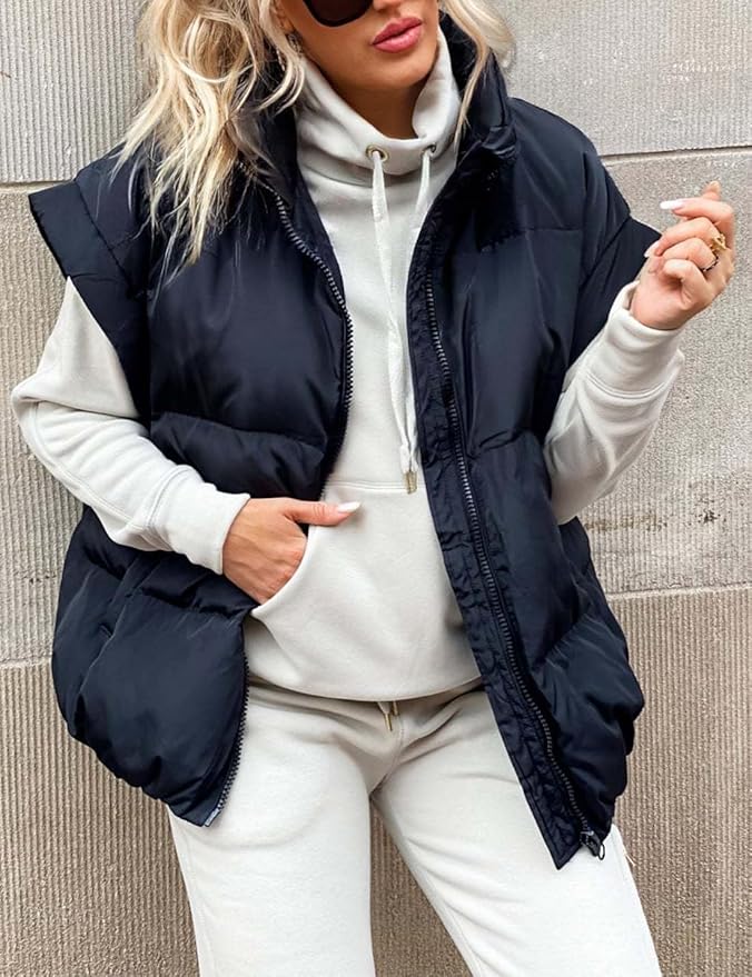 Charlotte™ - Giacca Puffer Calda e Morbida a Maniche Corte Monocromatica