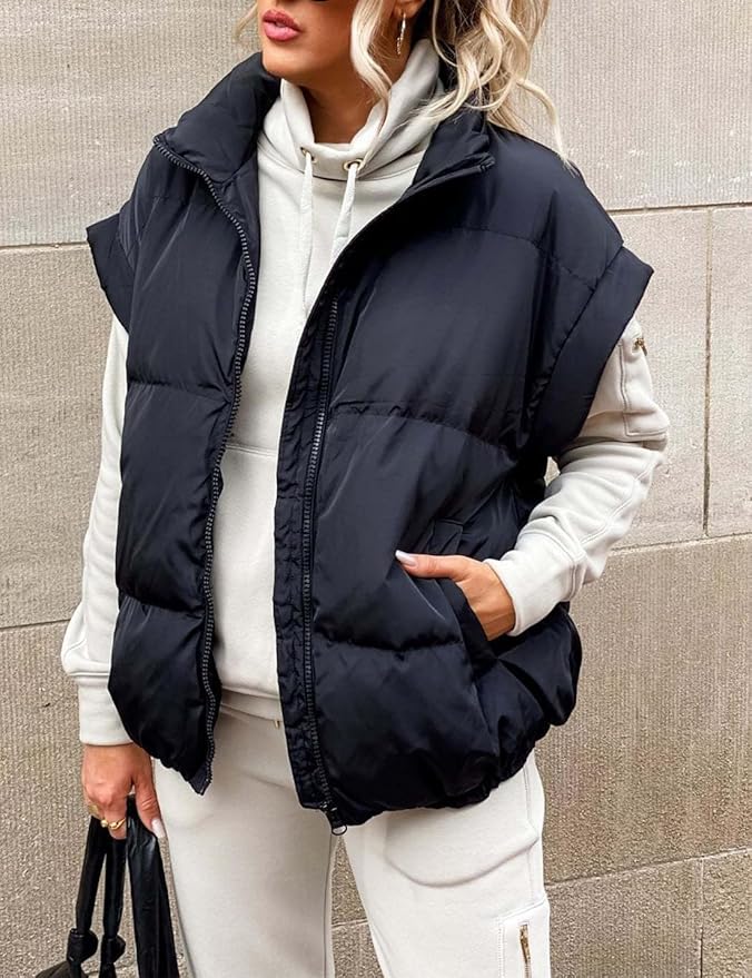 Charlotte™ - Giacca Puffer Calda e Morbida a Maniche Corte Monocromatica