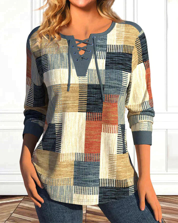 Top con stampa geometrica