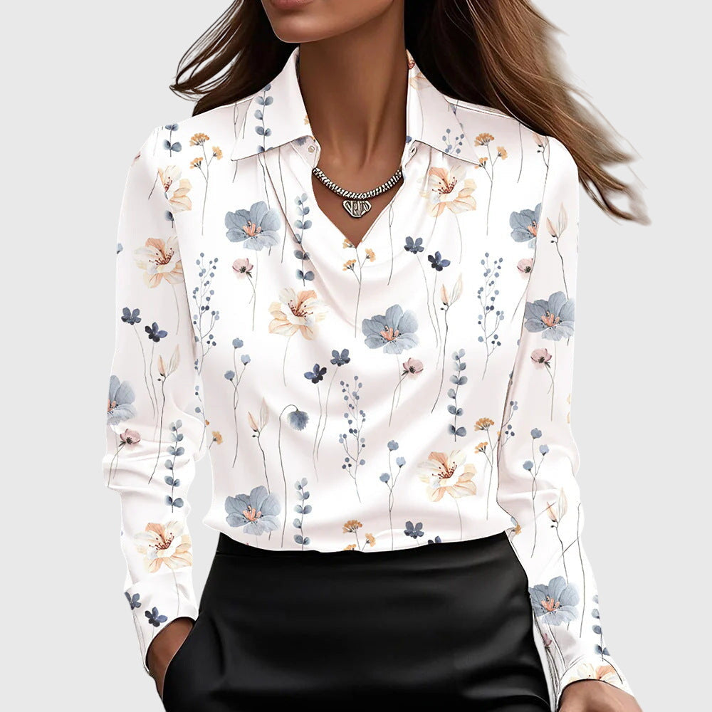 Sylvie | Blusa Lucida di Lusso con Collo Plissettato