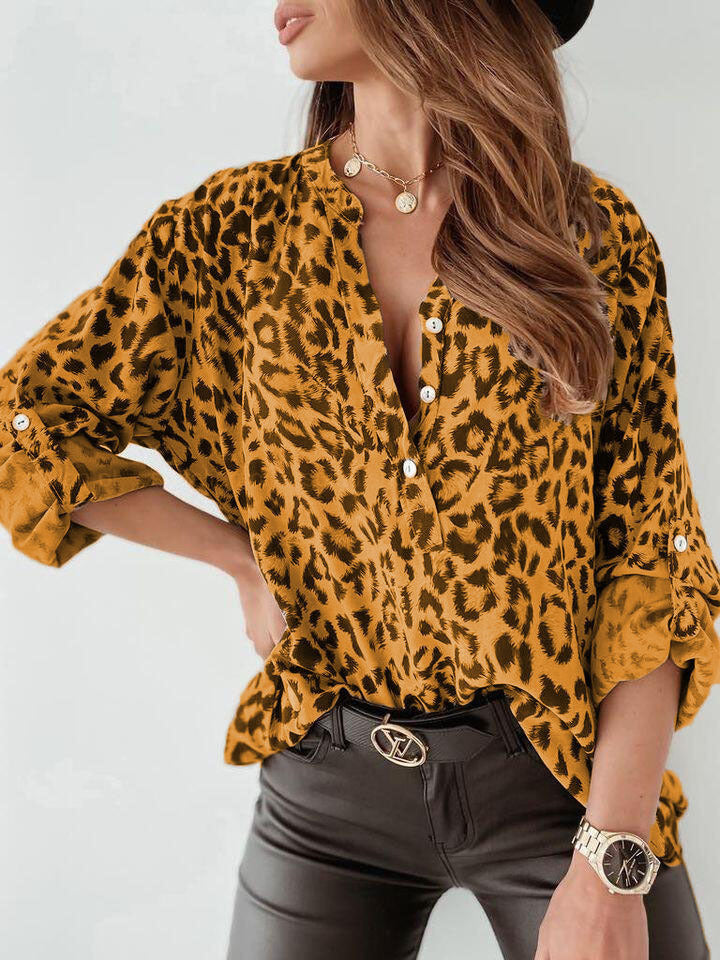BLOUSE A MANICHE LUNGHE HERTA CON PATRON LEOPARDO