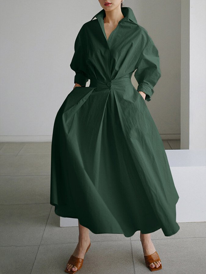 Clémence™ | Abito midi con dettaglio a bottone