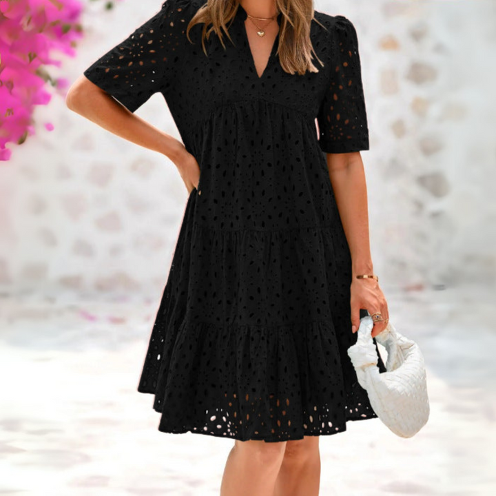 Nora™ | Elegante abito estivo con ruches in pizzo