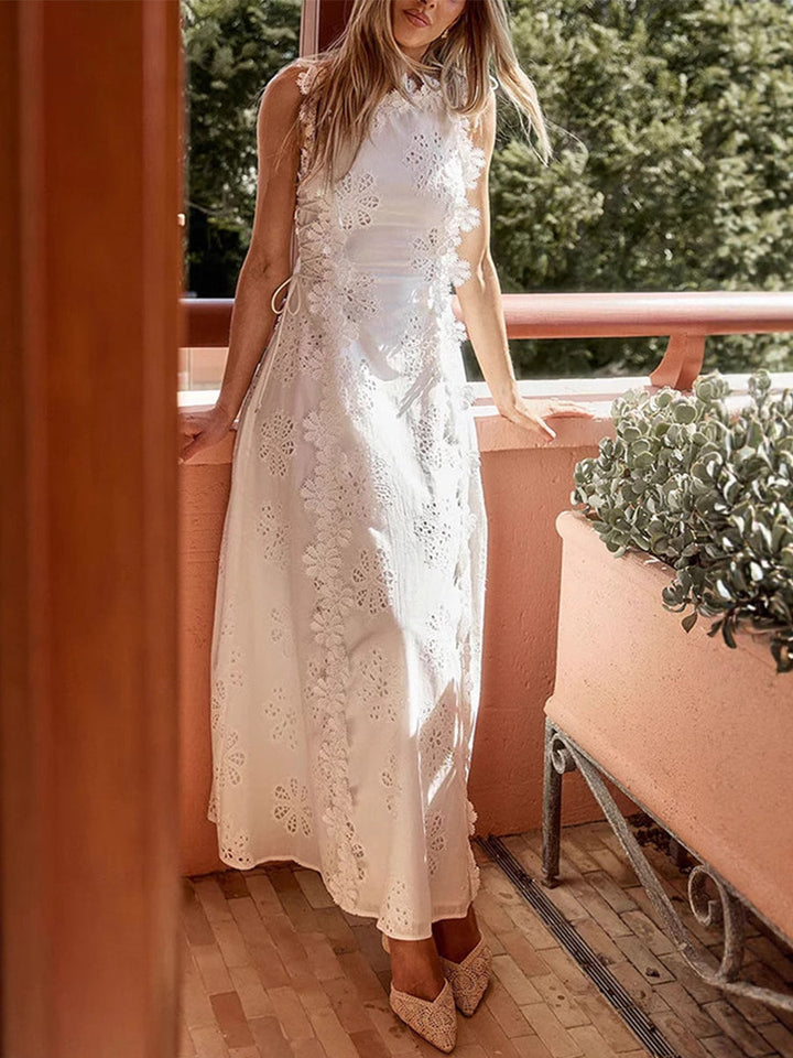 Éliora – Abito Maxi con Spalline in Pizzo Floreale