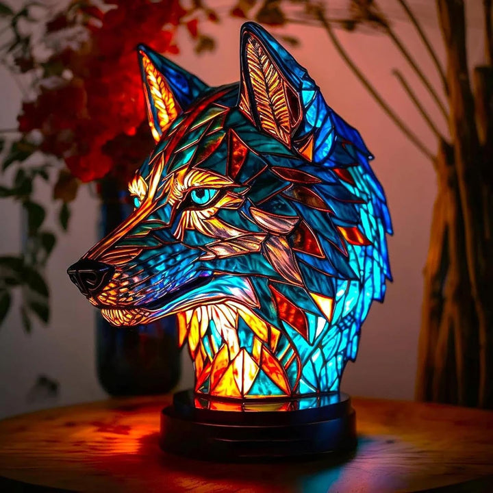Lampada in Vetro a Forma di Lupo Piumato