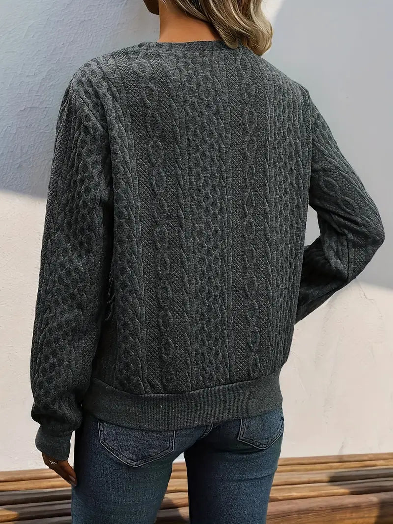 Maglione Casual a Maniche Lunghe con Spalla Inclinata
