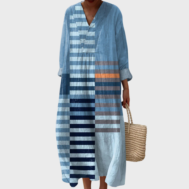 Naomi | Abito in Cotone Geometrico Astratto