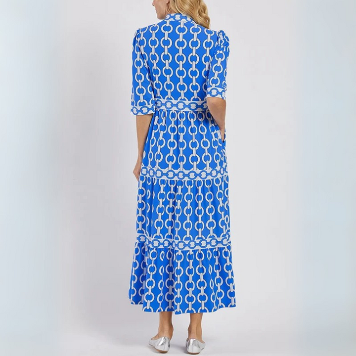 Verity – Vestito Camicia a Strati con Stampa a Catena