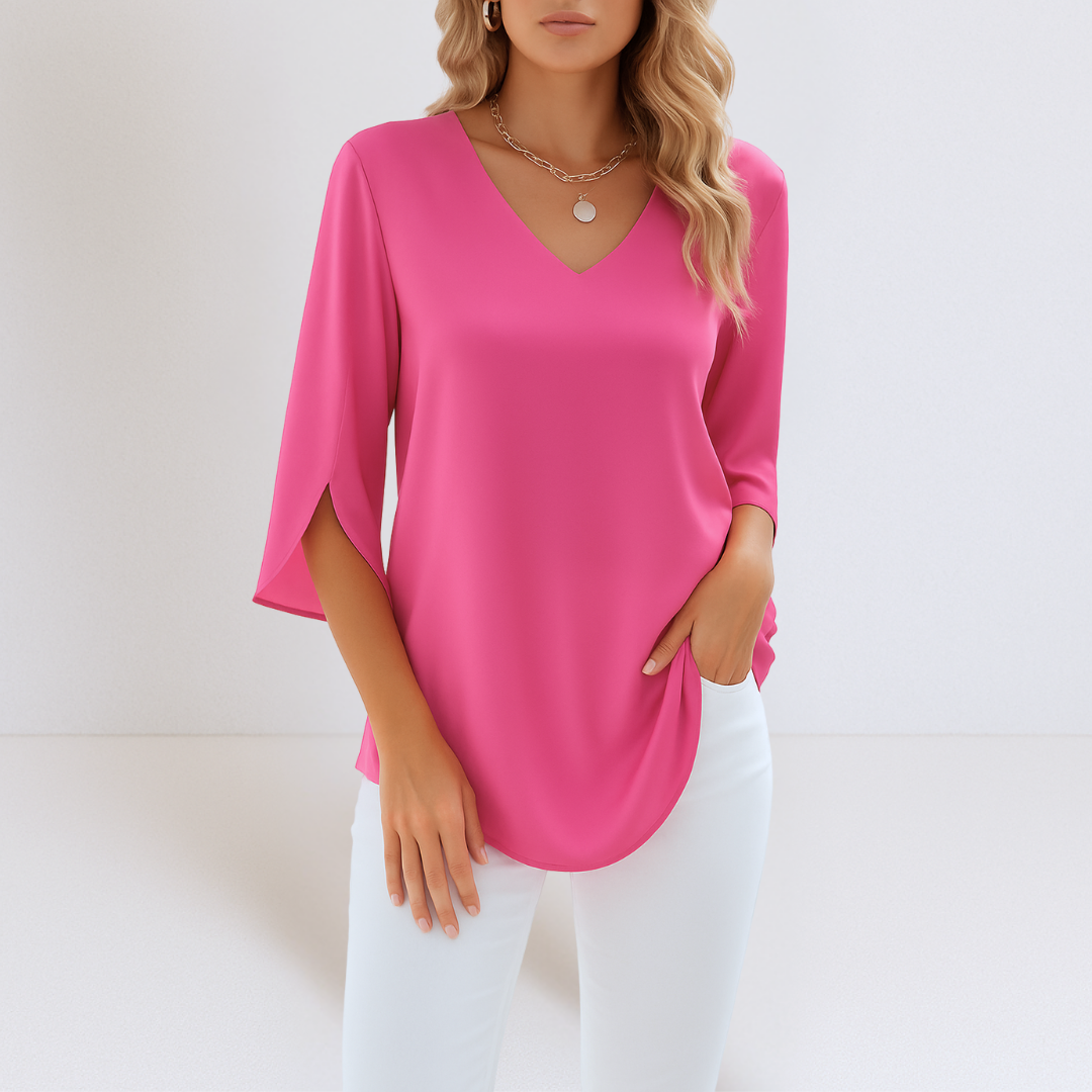 SOPHIE - Blusa elegante con scollo a V e maniche sfilate
