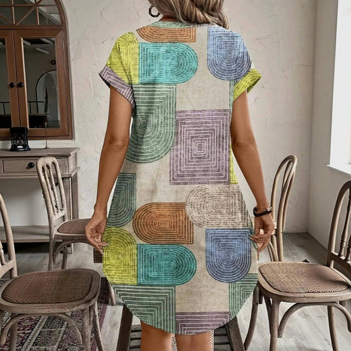 Abito Vintage Con Stampa Geometrica