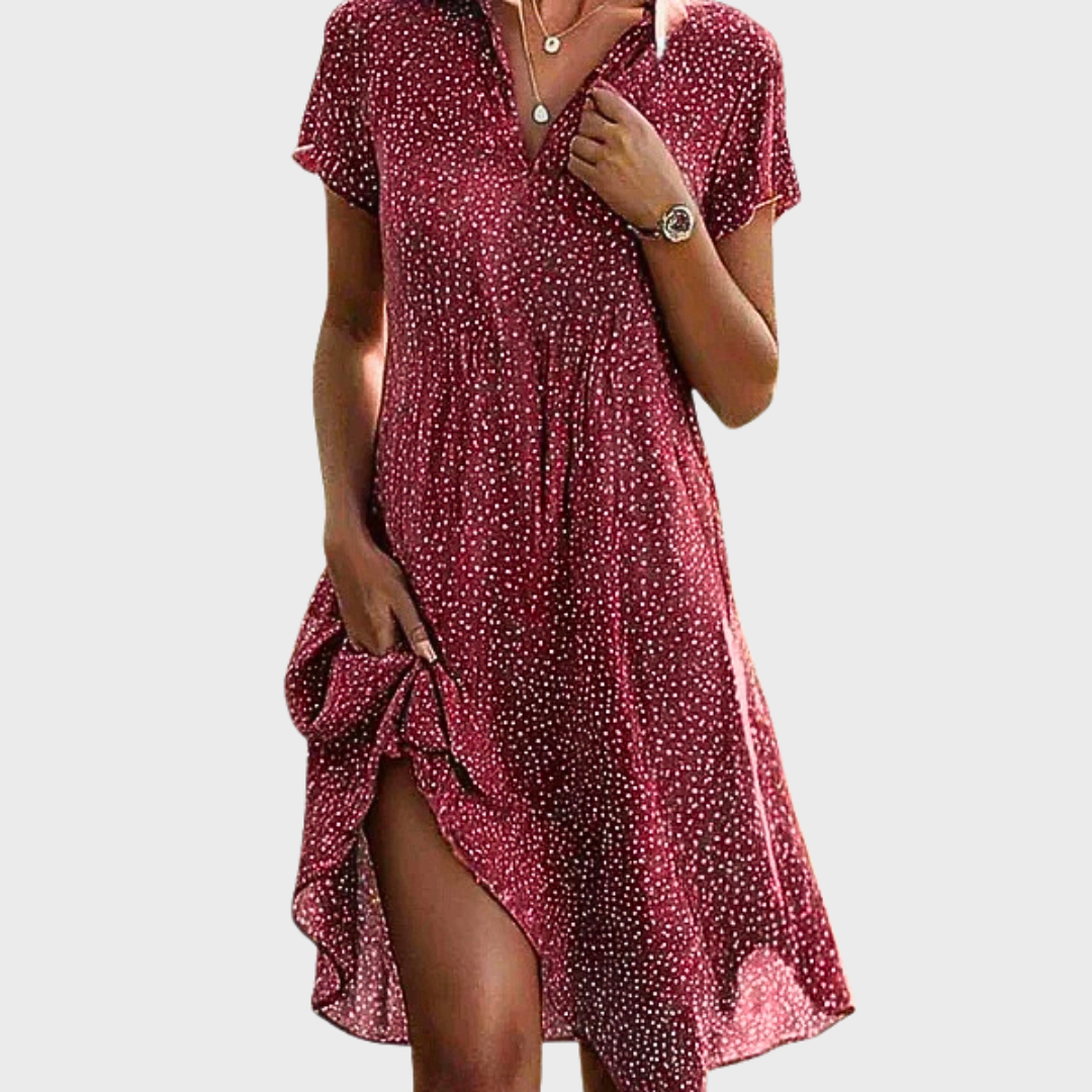 Pippa | Abito Camicia Midi a Maniche Corte
