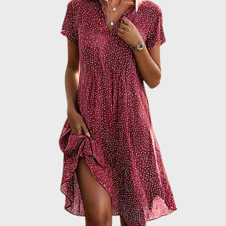 Pippa | Abito Camicia Midi a Maniche Corte