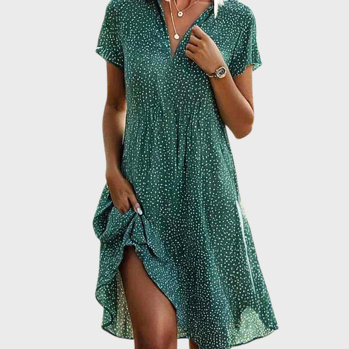 Pippa | Abito Camicia Midi a Maniche Corte