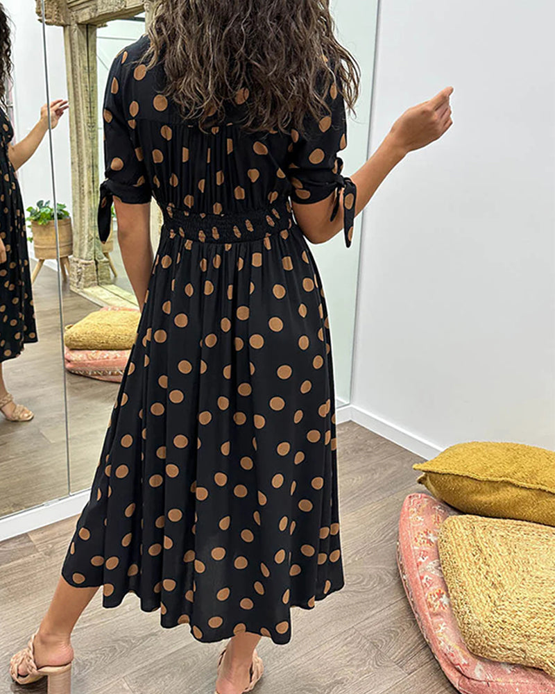 Mina™ | Abito con scollatura a V e pois