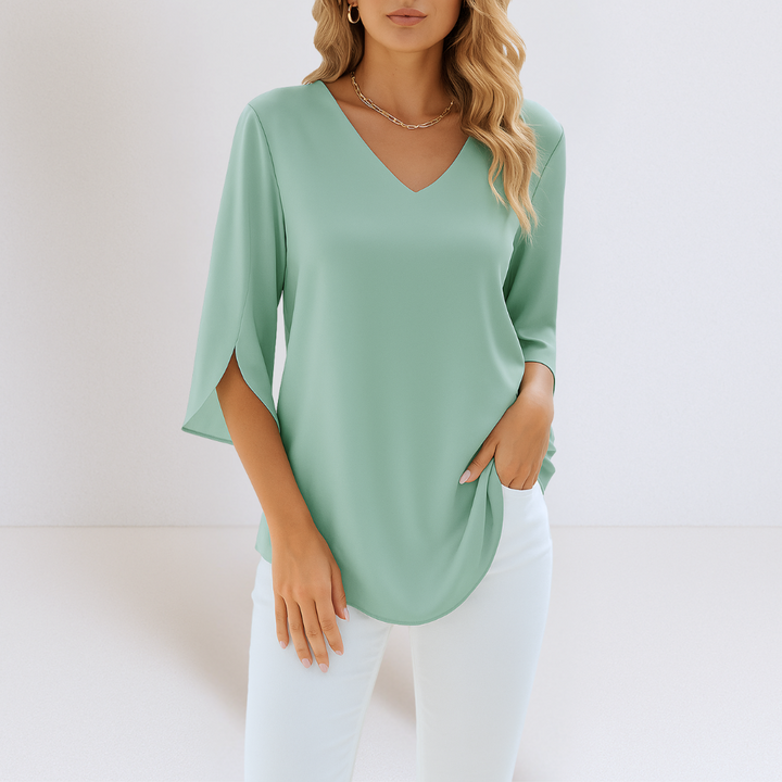 SOPHIE - Blusa elegante con scollo a V e maniche sfilate