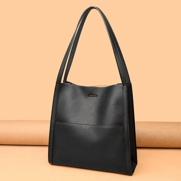 Borsa a spalla in pelle genuina di colore solido e semplice