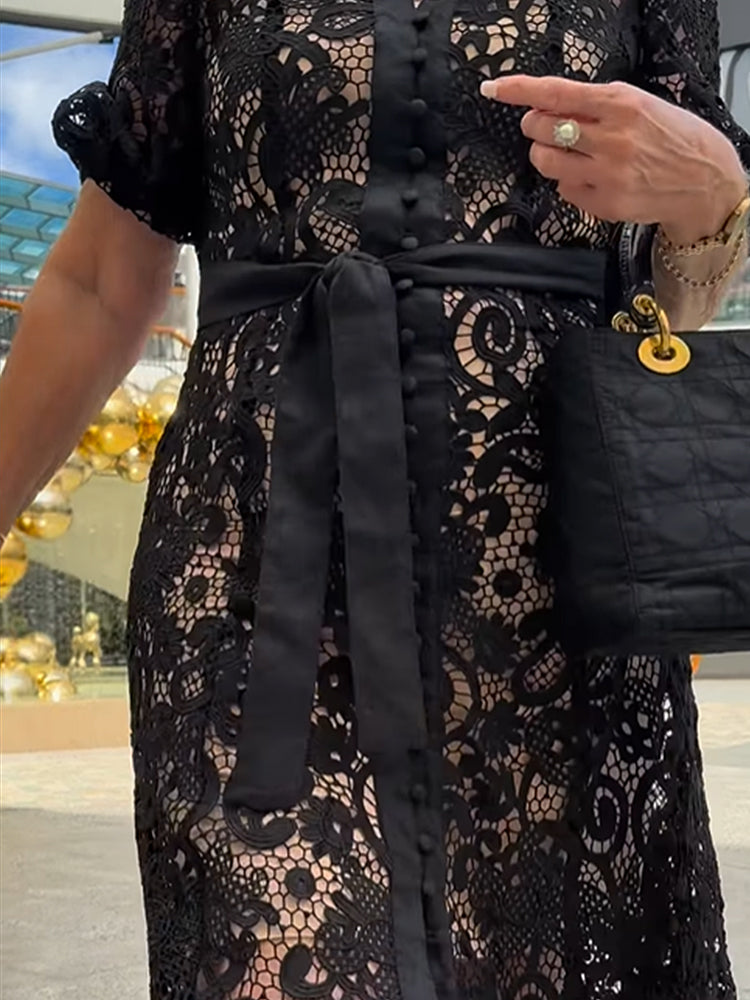 Abigail – Abito Maxi Boho in Pizzo