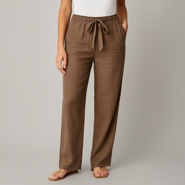 Gwyneth - Pantaloni in Lino Eleganti con Vita Regolabile