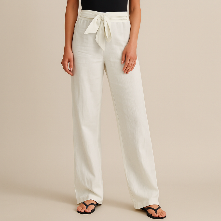 Gwyneth - Pantaloni in Lino Eleganti con Vita Regolabile