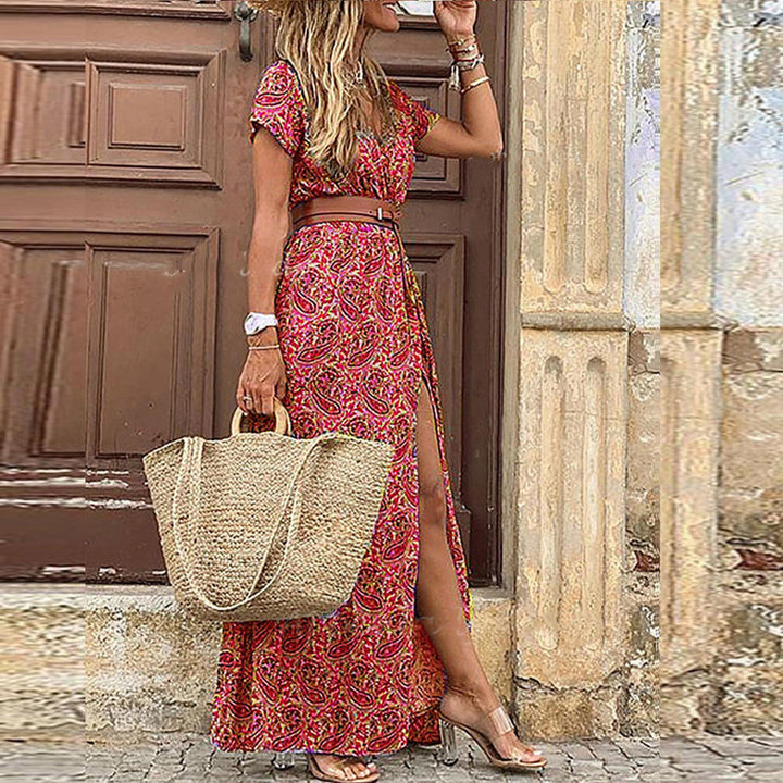 Glanna – Vestito Maxi con Spacco Laterale Paisley