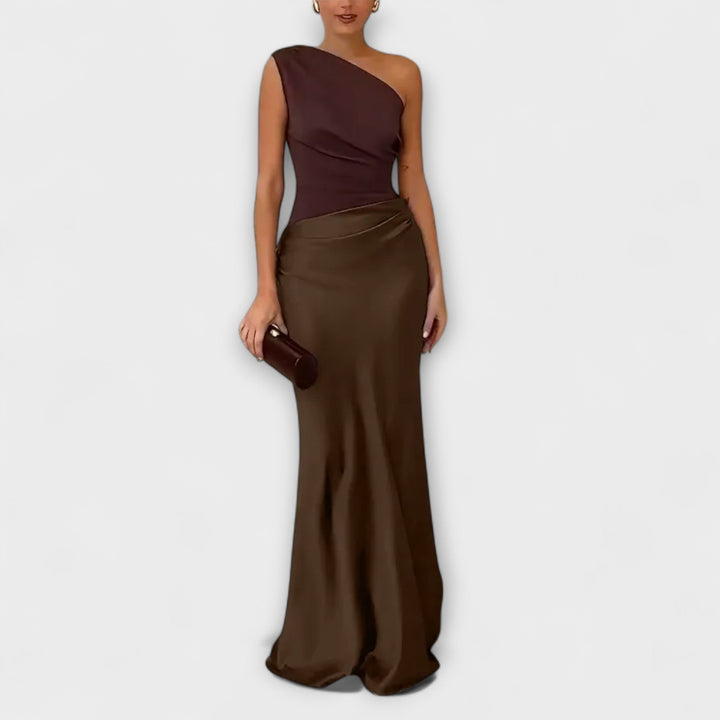 Elsie | Elegante Abito Maxi a Spalla Unica Plissettato