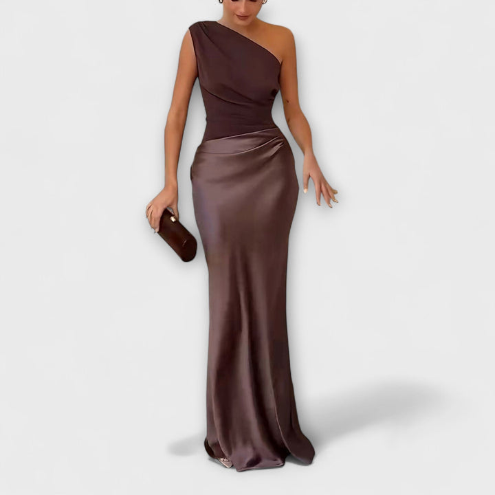 Elsie | Elegante Abito Maxi a Spalla Unica Plissettato