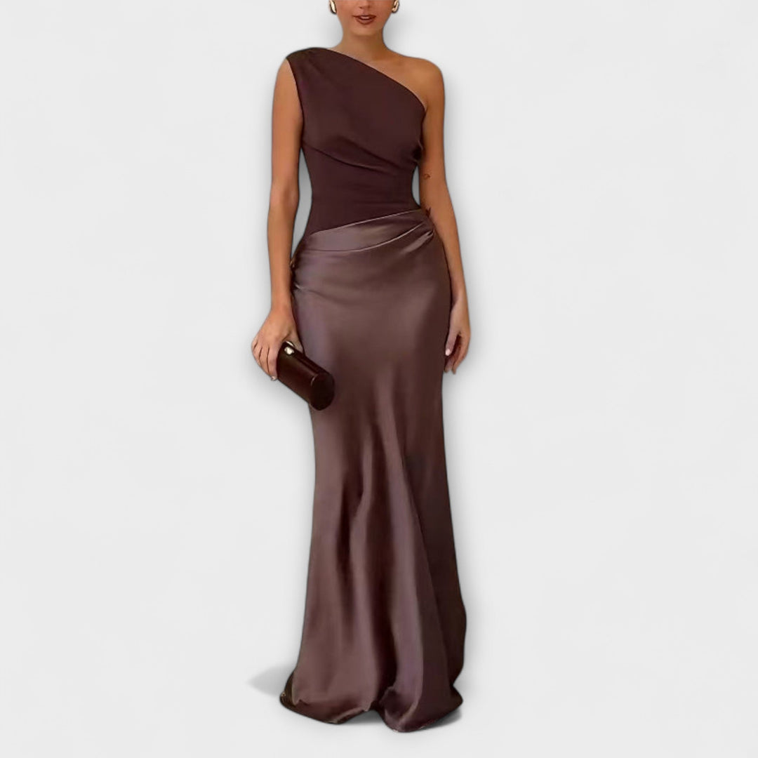 Elsie | Elegante Abito Maxi a Spalla Unica Plissettato