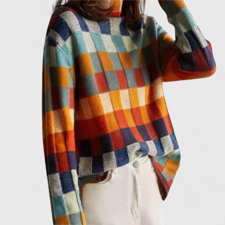 Erika - Maglione a Collo Alto Patchwork