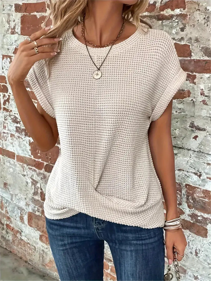 Tegan – T-shirt Casual in Maglia Waffle