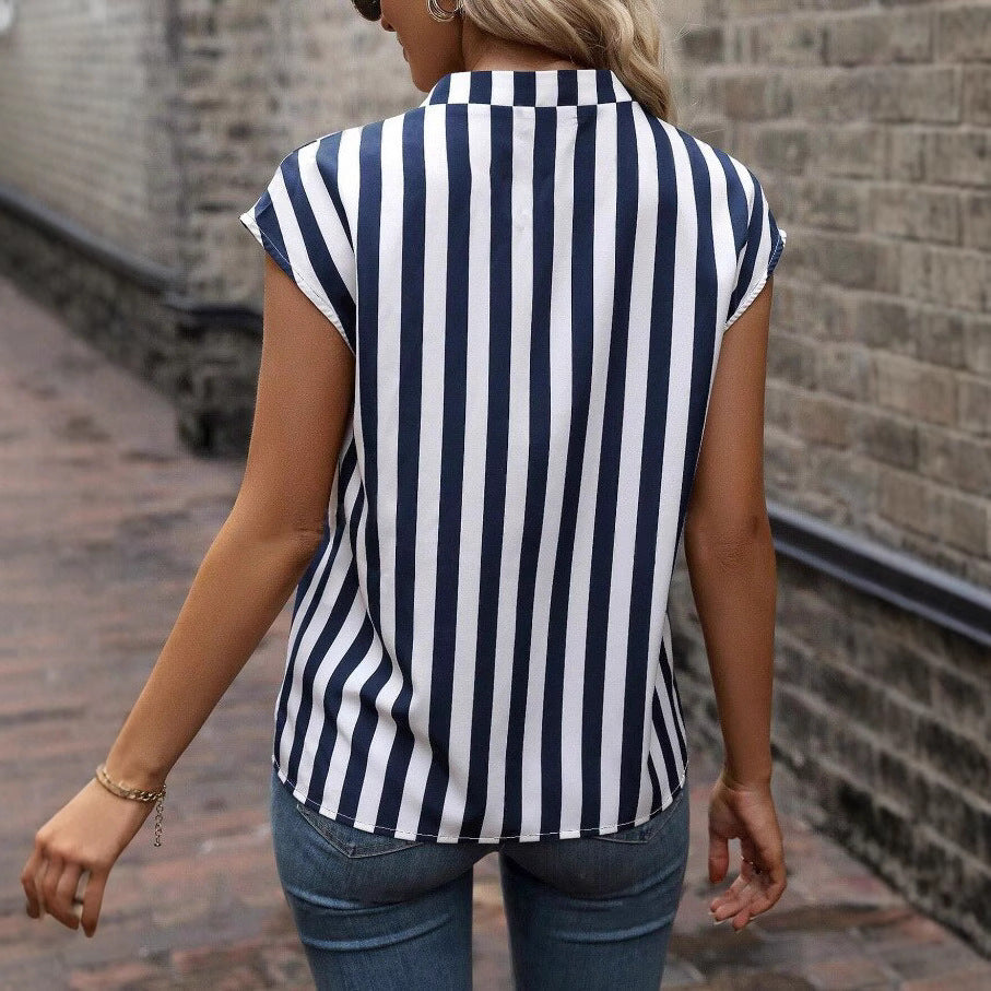 Branwen – Blusa a Collo a V a Strisce