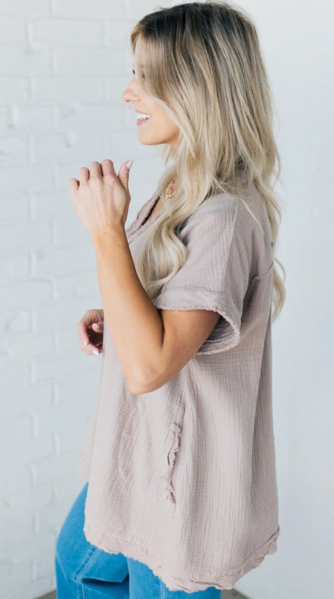 Marlowe – Blusa V-Neck Texturizzata