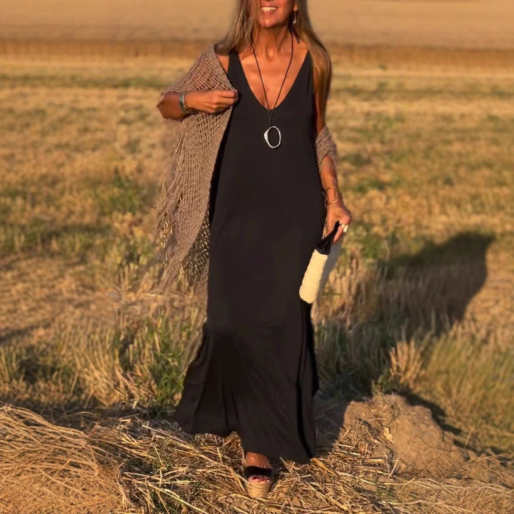 Élyse™ - Elegante Maxikleid senza maniche con scollatura a V Chic