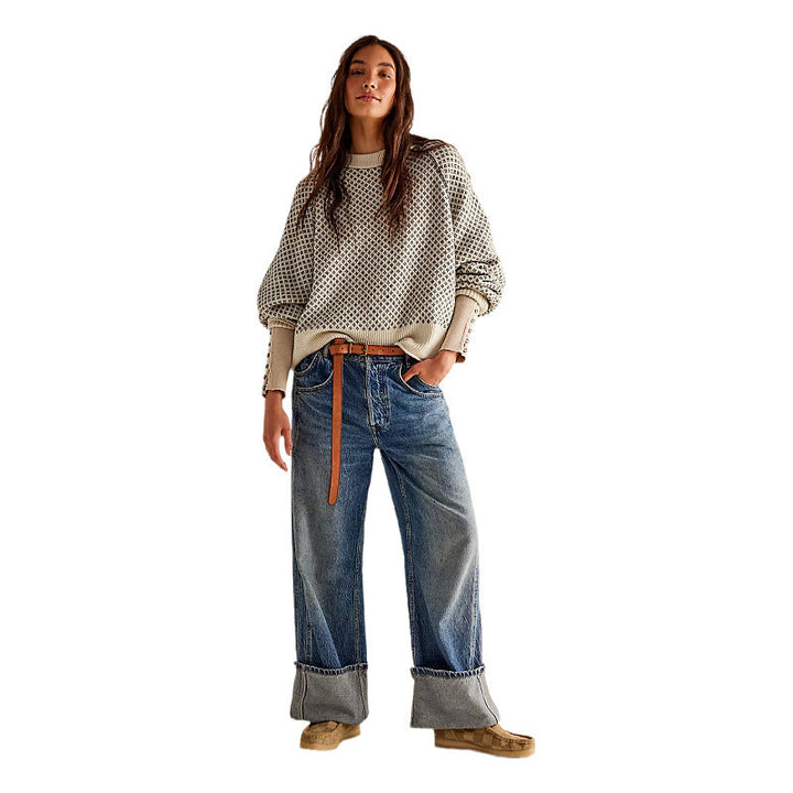 Maglione Donna Maniche Lunghe Collo Rotondo