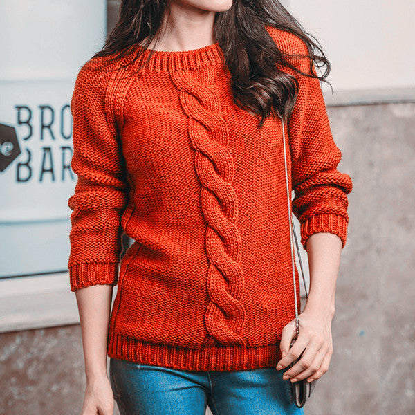 Maglione a Maniche Lunghe con Dettagli Intrecciati Tau