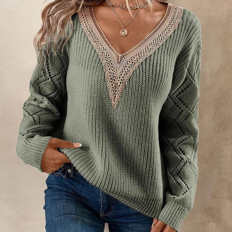 Maglione Donna V-collo Manica Lunga