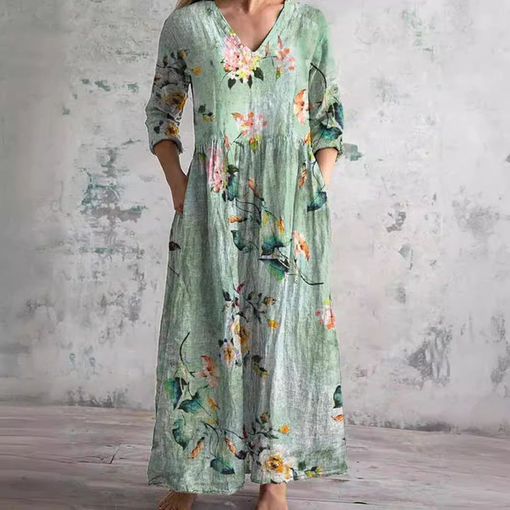 Fiona™ | Abito in Lino e Cotone a Fiori