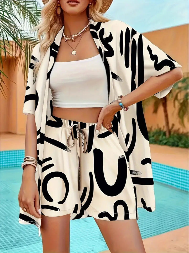 FANNIE™ – Set Top e Pantaloni Corti Estivi Semplice con Fiori