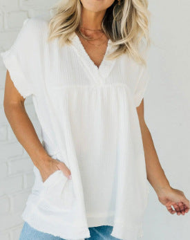 Marlowe – Blusa V-Neck Texturizzata