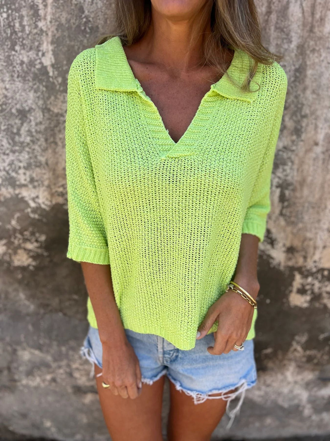 Elowena – Pullover Collo a Camicia in Maglia Relax
