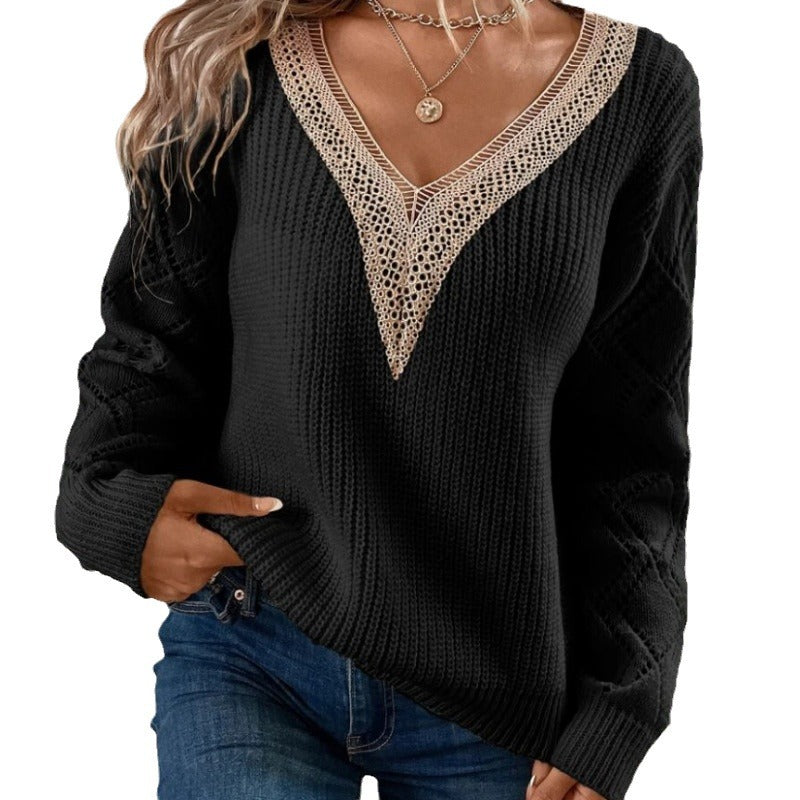 Maglione Donna V-collo Manica Lunga