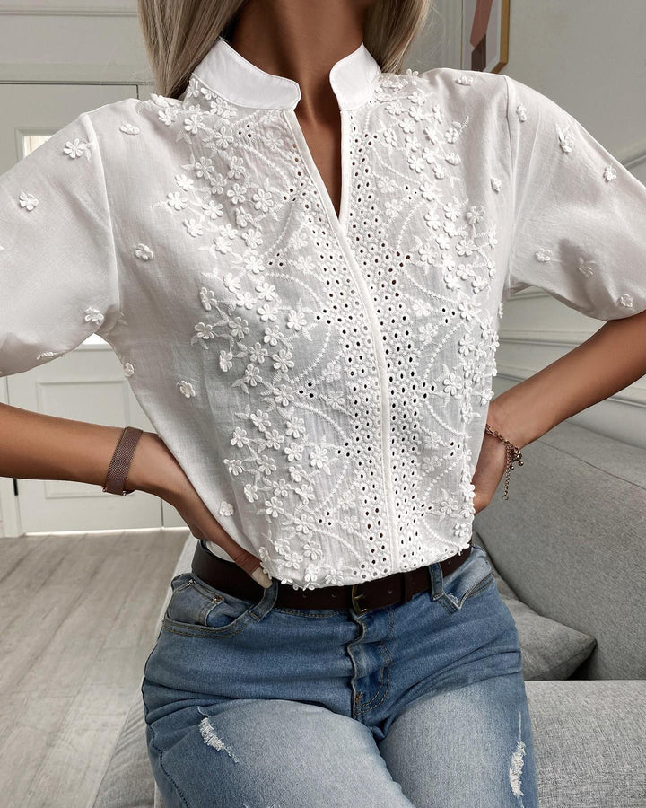 Enid – Blusa con Bottoni Ricamata