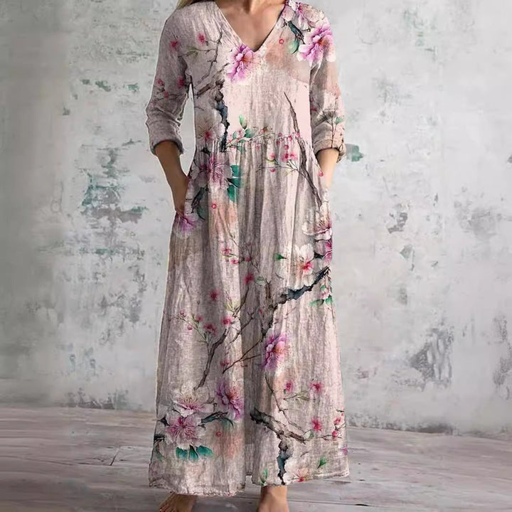 Fiona™ | Abito in Lino e Cotone a Fiori