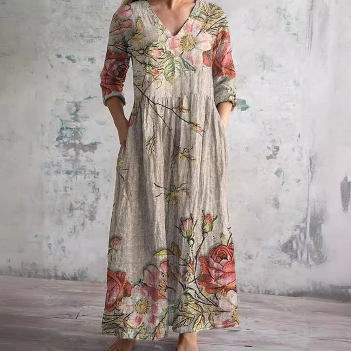 Fiona™ | Abito in Lino e Cotone a Fiori