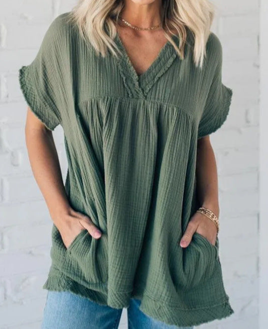Marlowe – Blusa V-Neck Texturizzata