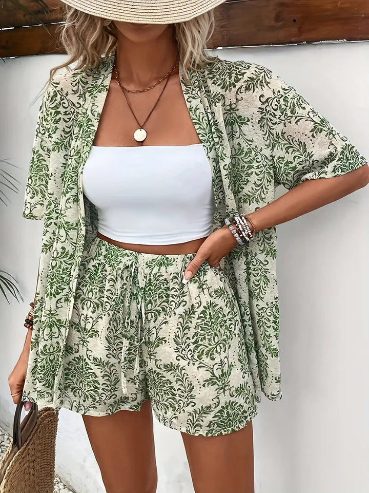 FANNIE™ – Set Top e Pantaloni Corti Estivi Semplice con Fiori