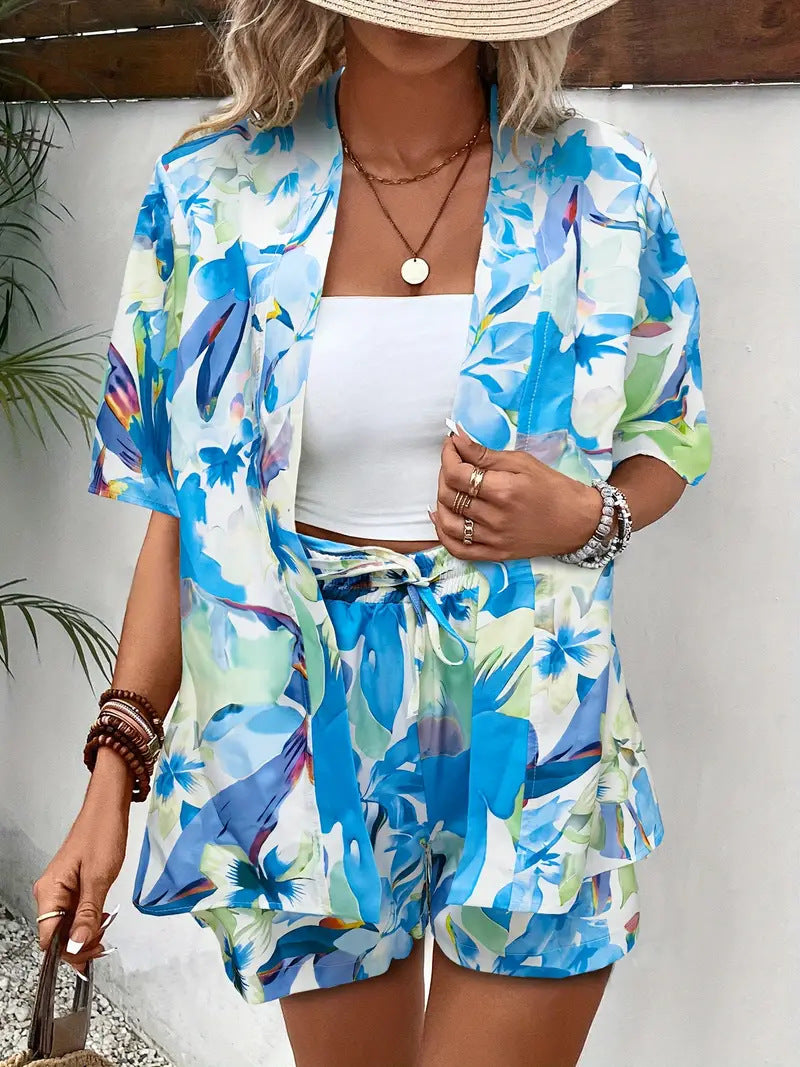 FANNIE™ – Set Top e Pantaloni Corti Estivi Semplice con Fiori