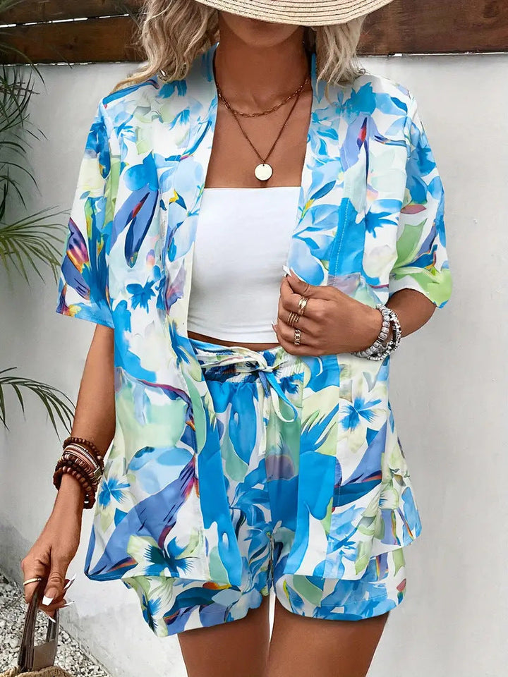 FANNIE™ – Set Top e Pantaloni Corti Estivi Semplice con Fiori