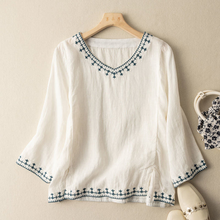 Nesta – Blusa Ricamata a V
